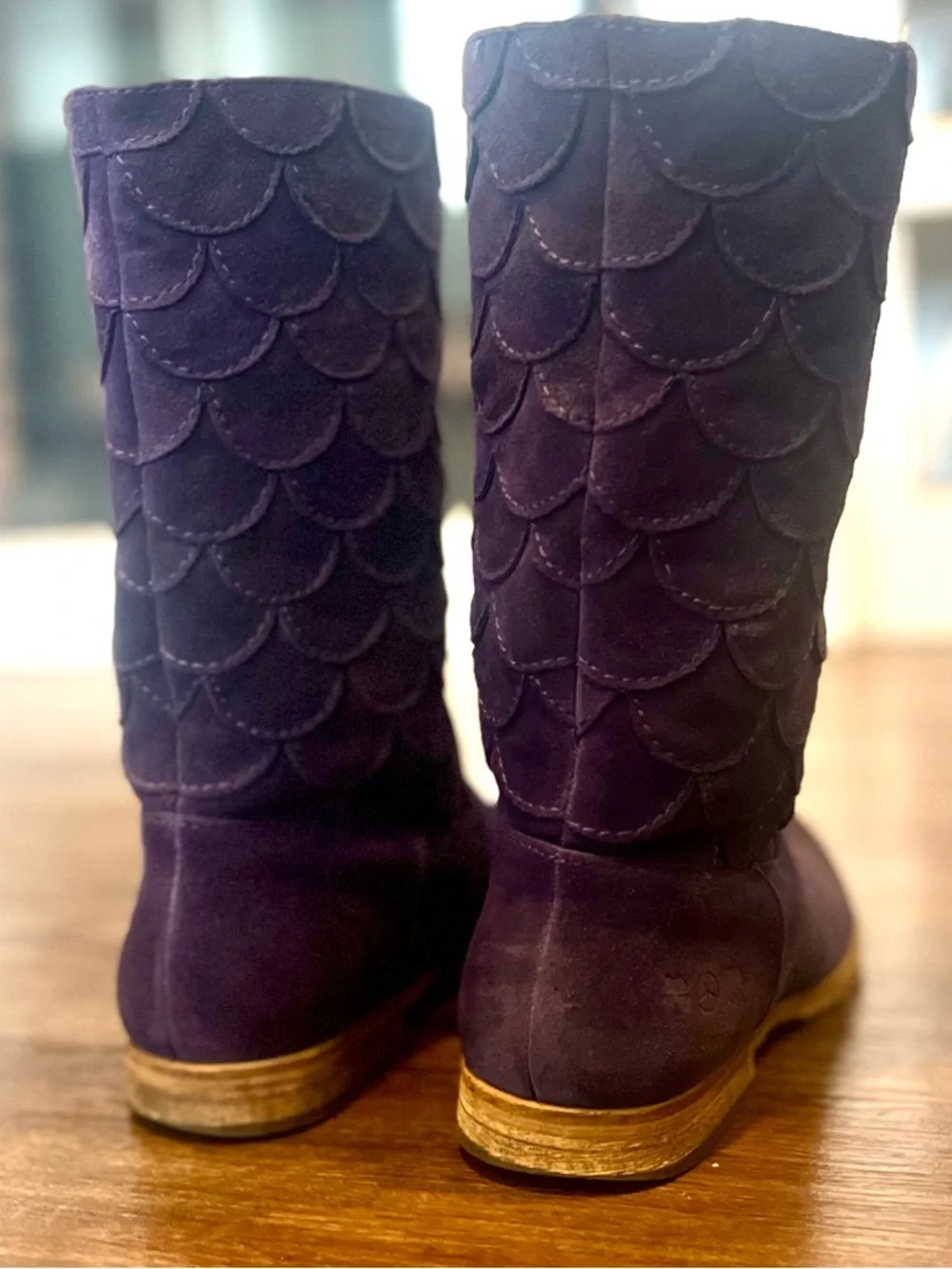 LUCKY Purple Suede Afina Mermaid Vintage Boho Festival Boots 8.5 - Picture 9 of 14